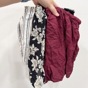 Brandy Melville Loungewear Short Set of 3 Red Floral Stripe One Size Lightweight